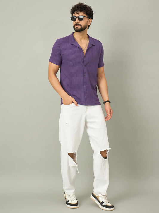 Men Textured Shirt Purple - Reprise