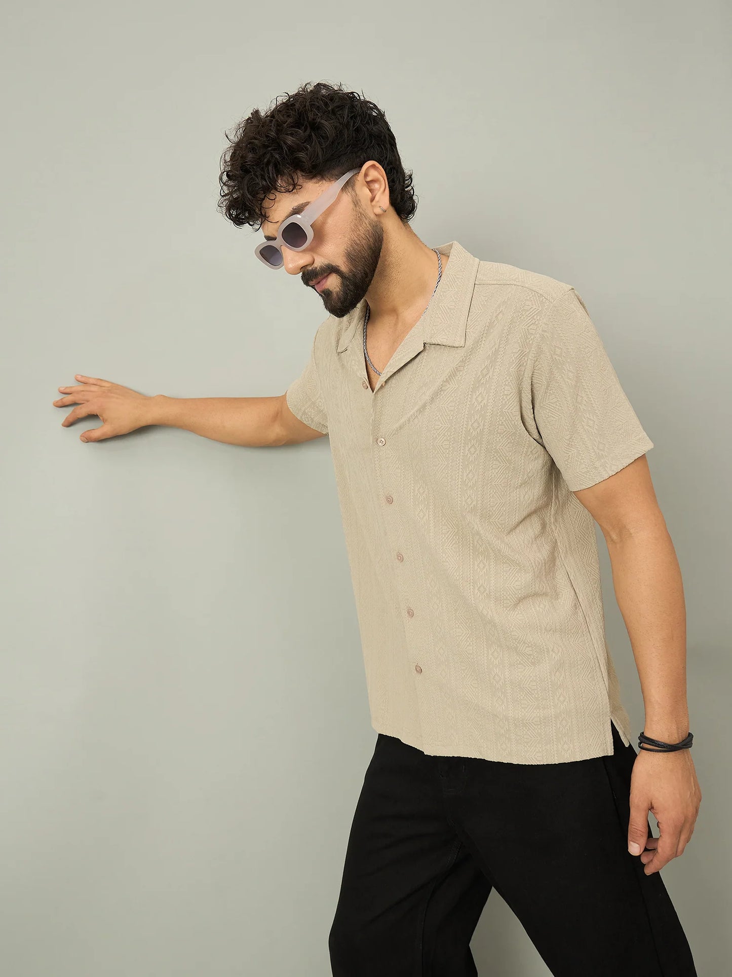 Men Textured Shirt Light Beige - Reprise