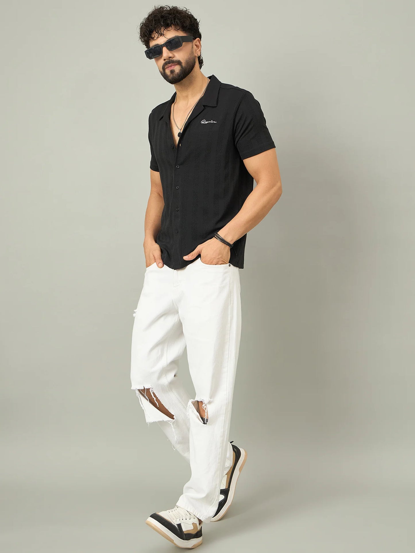 Men Textured Shirt Black - Reprise