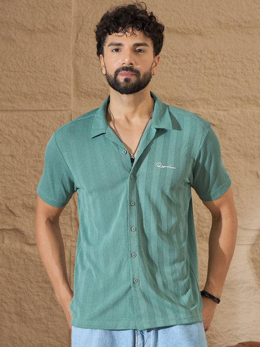 Men Textured Shirt Sea Green - Reprise