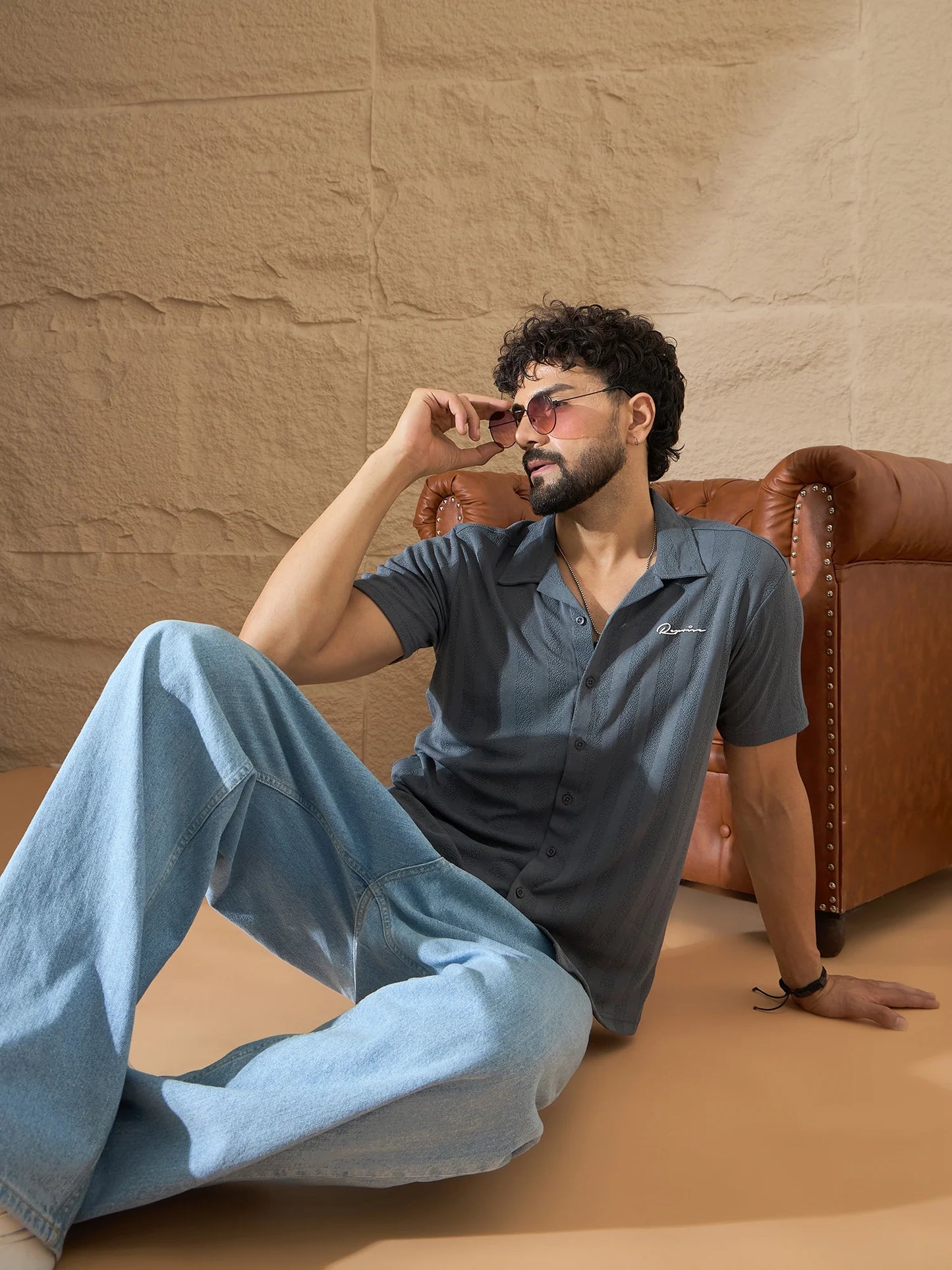 Men Textured Shirt Grey - Reprise