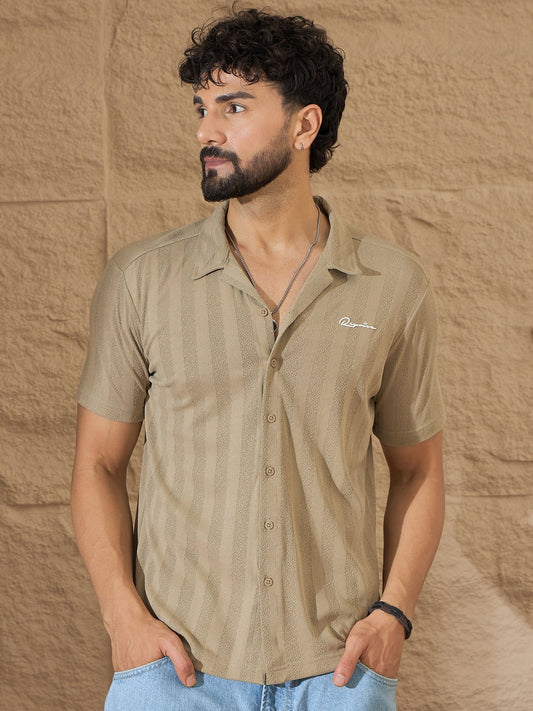 Men Textured Casual Shirt Beige - Reprise