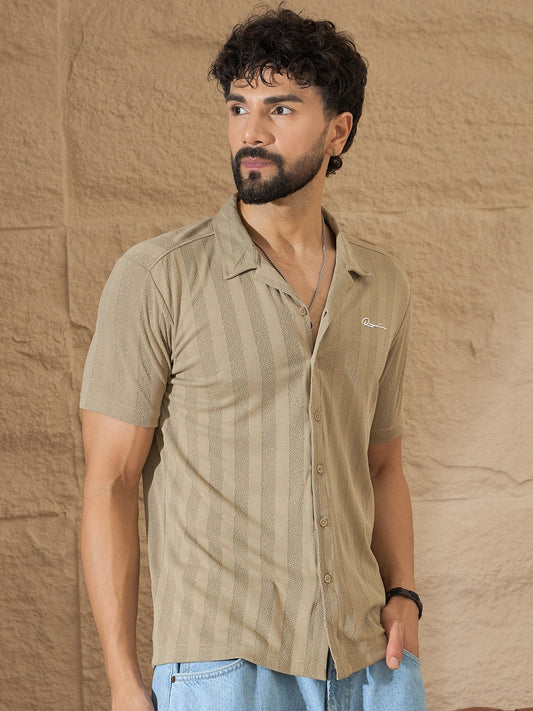 Men Textured Casual Shirt Beige - Reprise