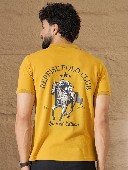 Men Printed Polo T-Shirt Mustard - Reprise