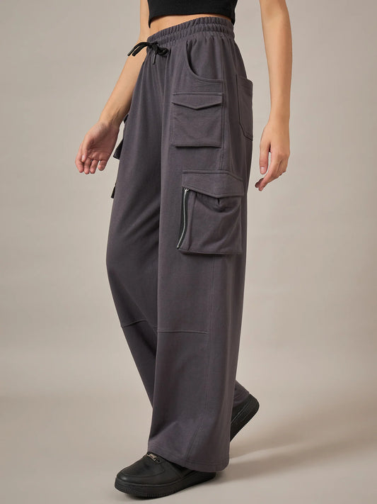 Women Baggy Fit Pant Grey