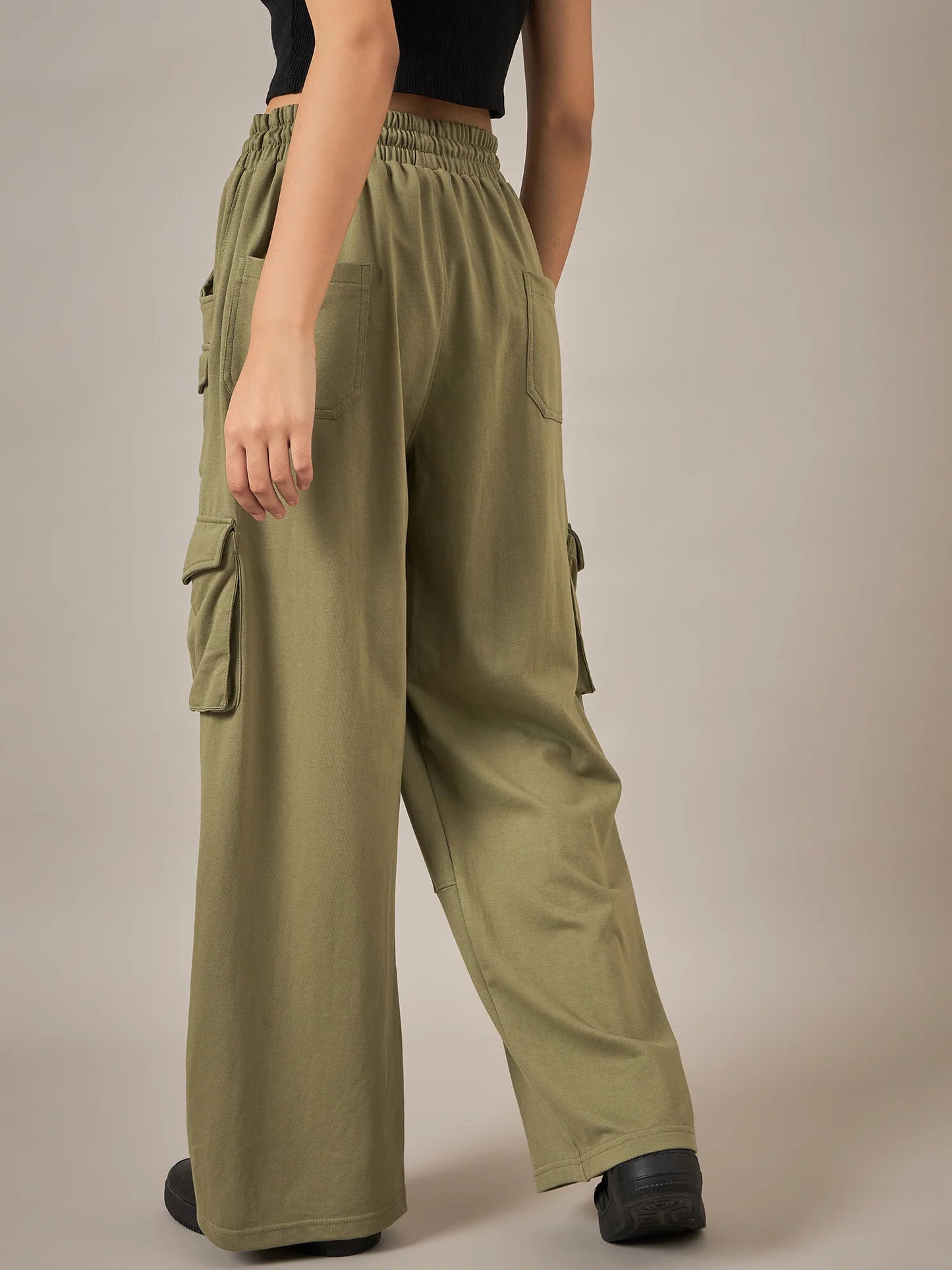 Women Olive Baggy Fit Pant