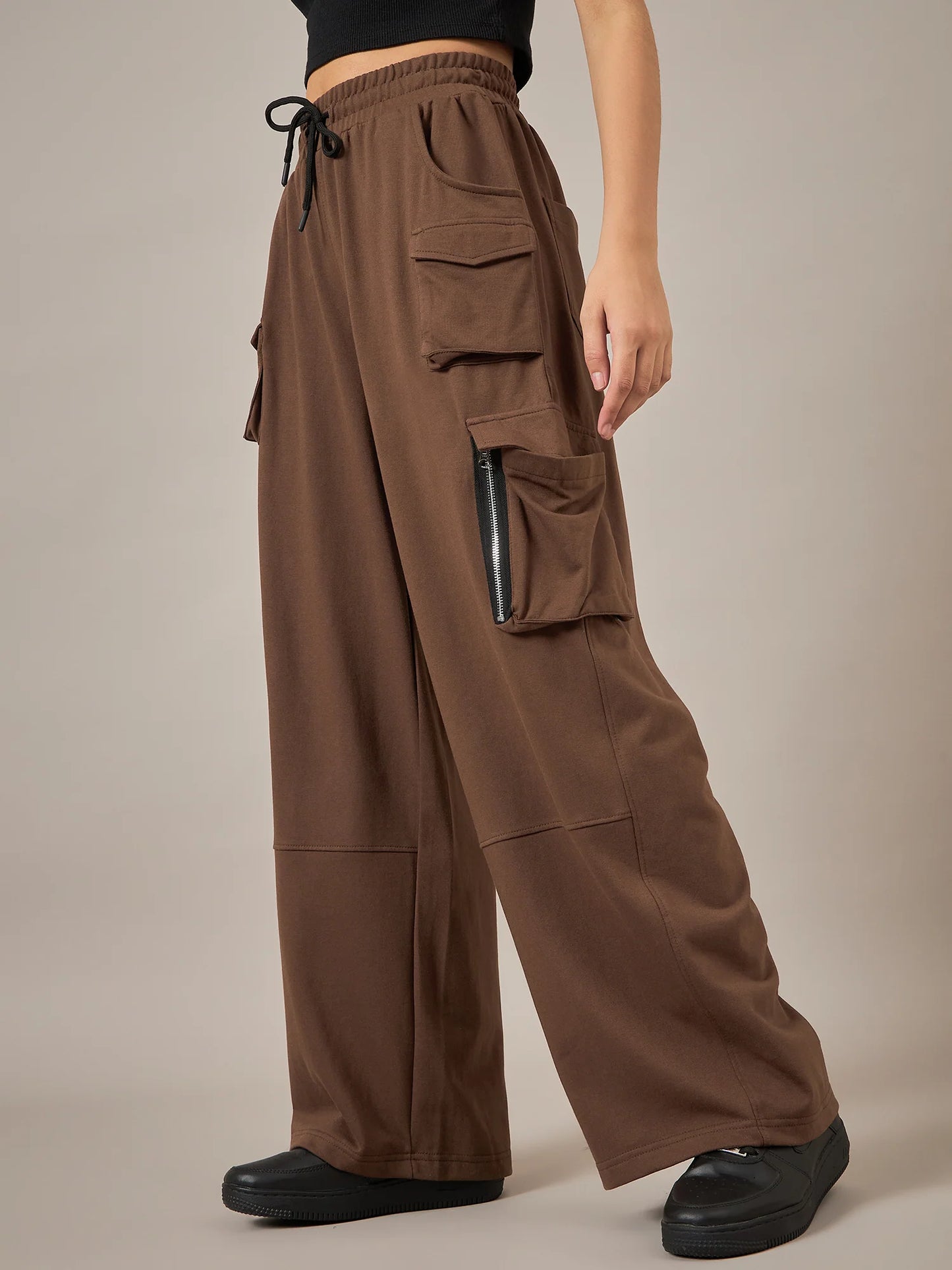 Women Brown Baggy Fit Pant