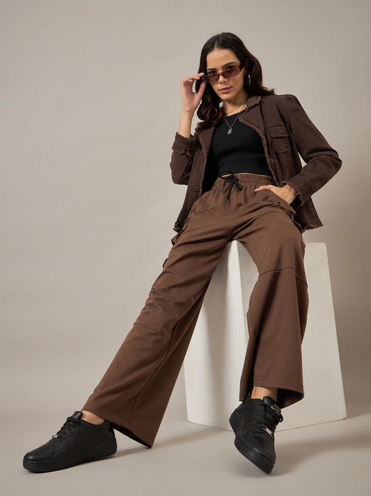 Women Brown Baggy Fit Pant