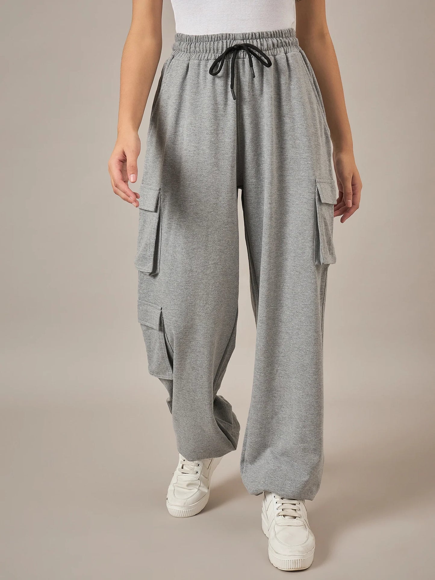 Women Grey Light Grey Baggy Fit Pant