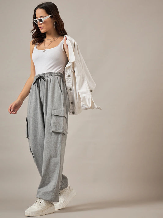 Women Grey Light Grey Baggy Fit Pant