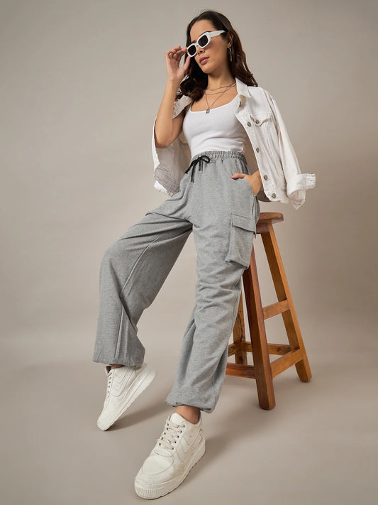 Women Grey Light Grey Baggy Fit Pant