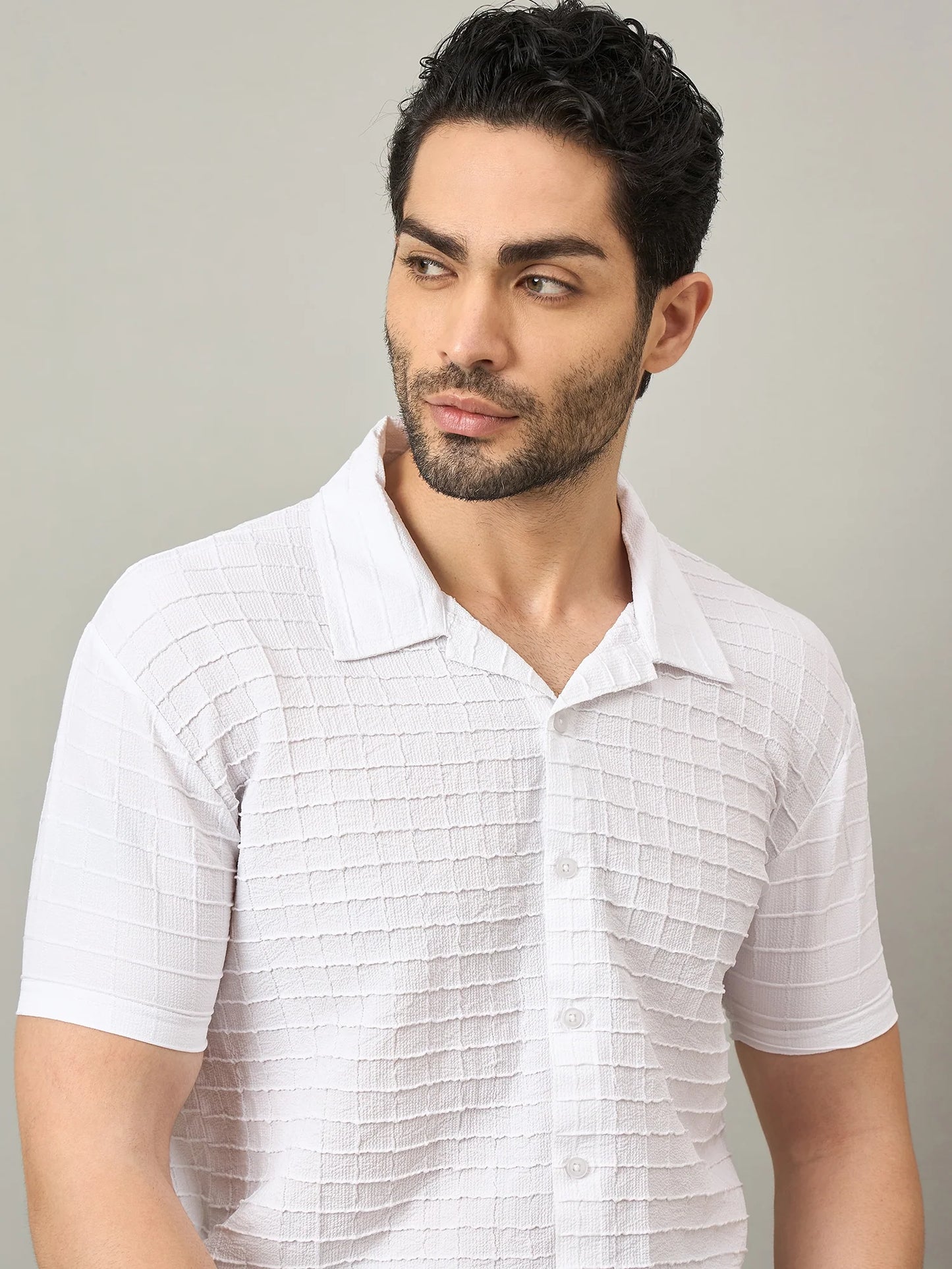 Men Textured Shirt White - Reprise