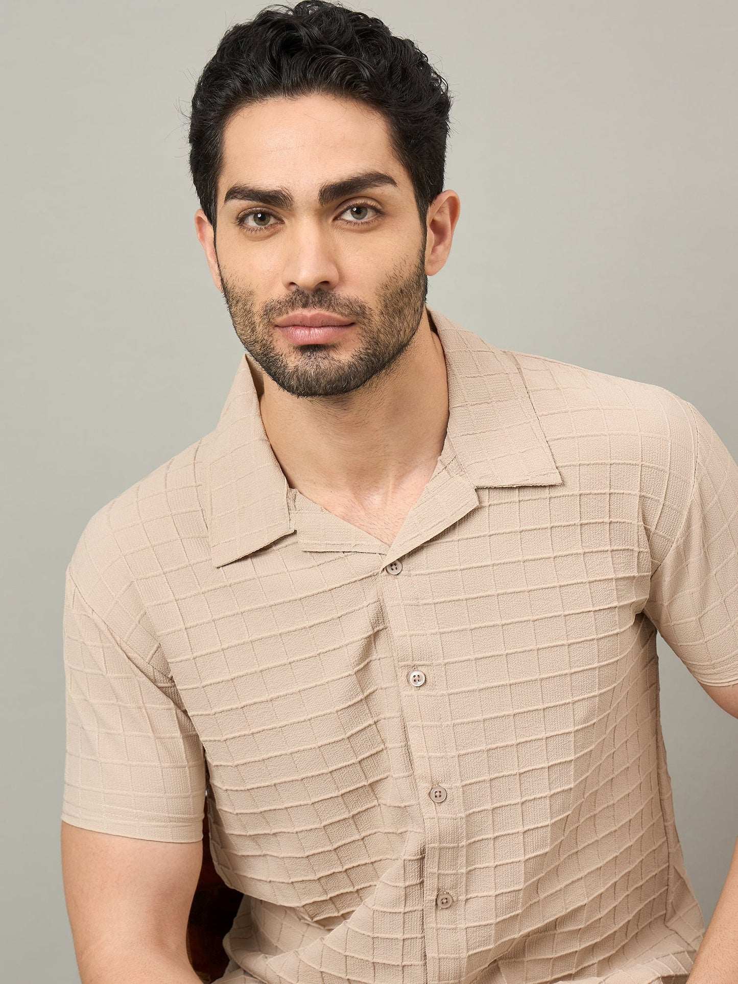 Men Textured Shirt Beige - Reprise