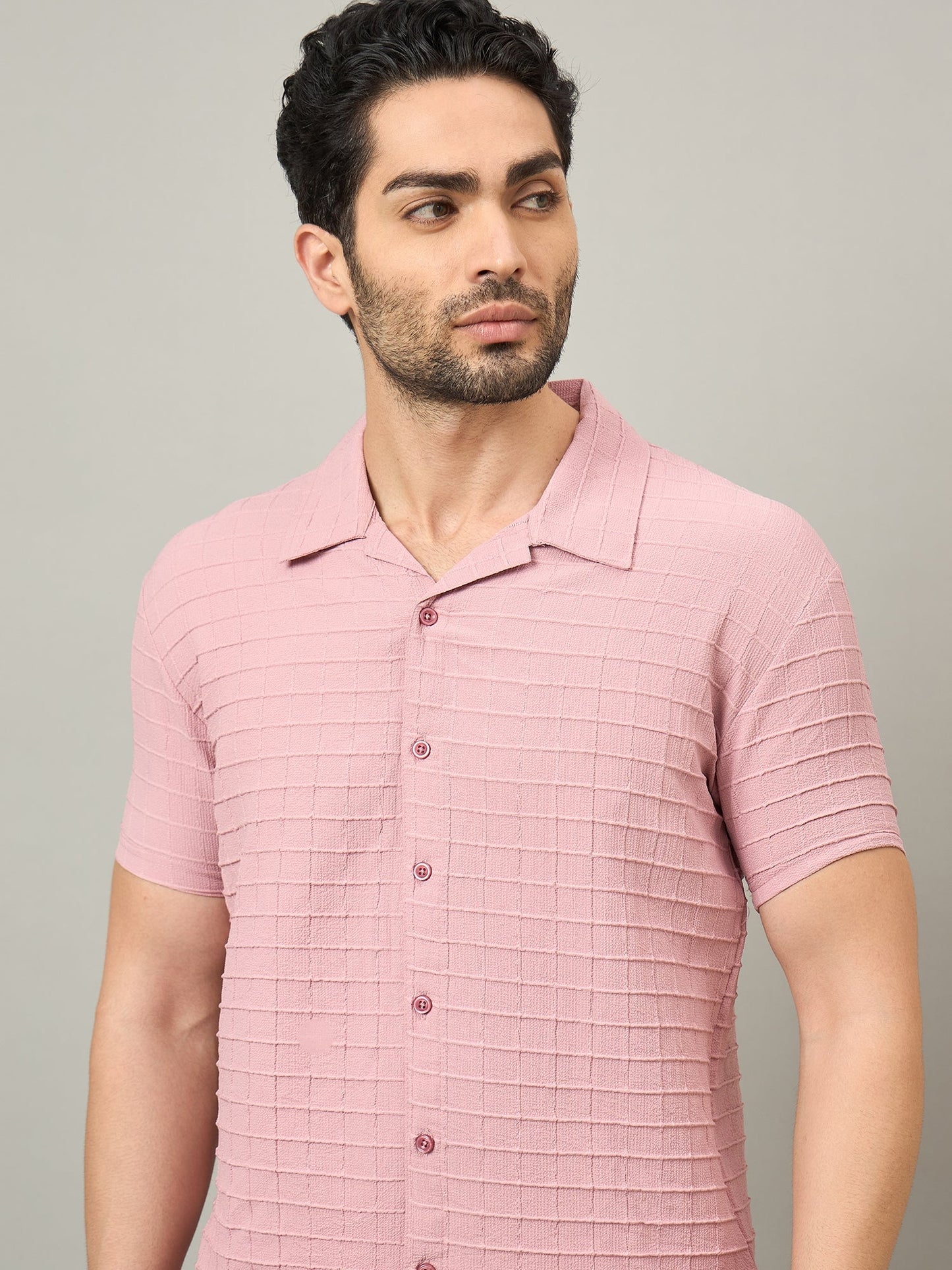 Men Textured Shirt Pink - Reprise