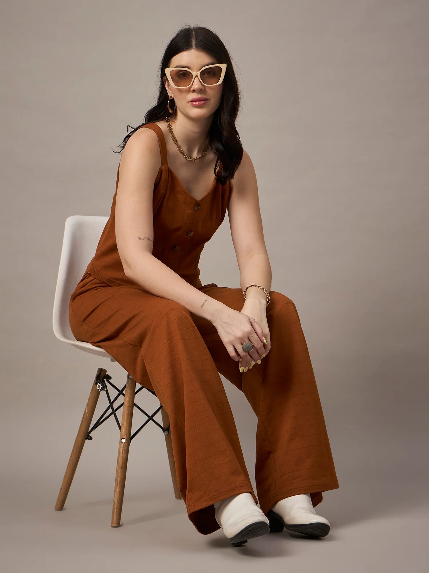 Women Co-ord Set Brown