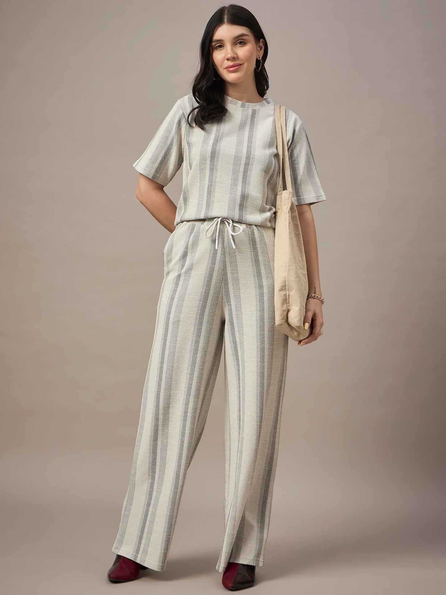 Women Co-ord Set Light Grey