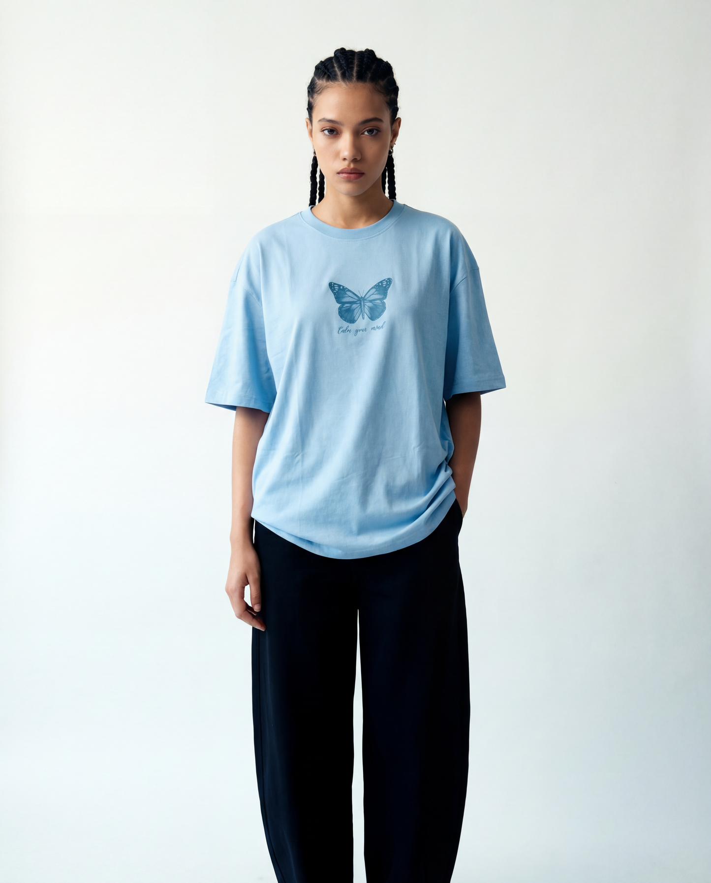 Women Oversized Round Neck Half Sleeves Tshirt Sky Blue - Reprise