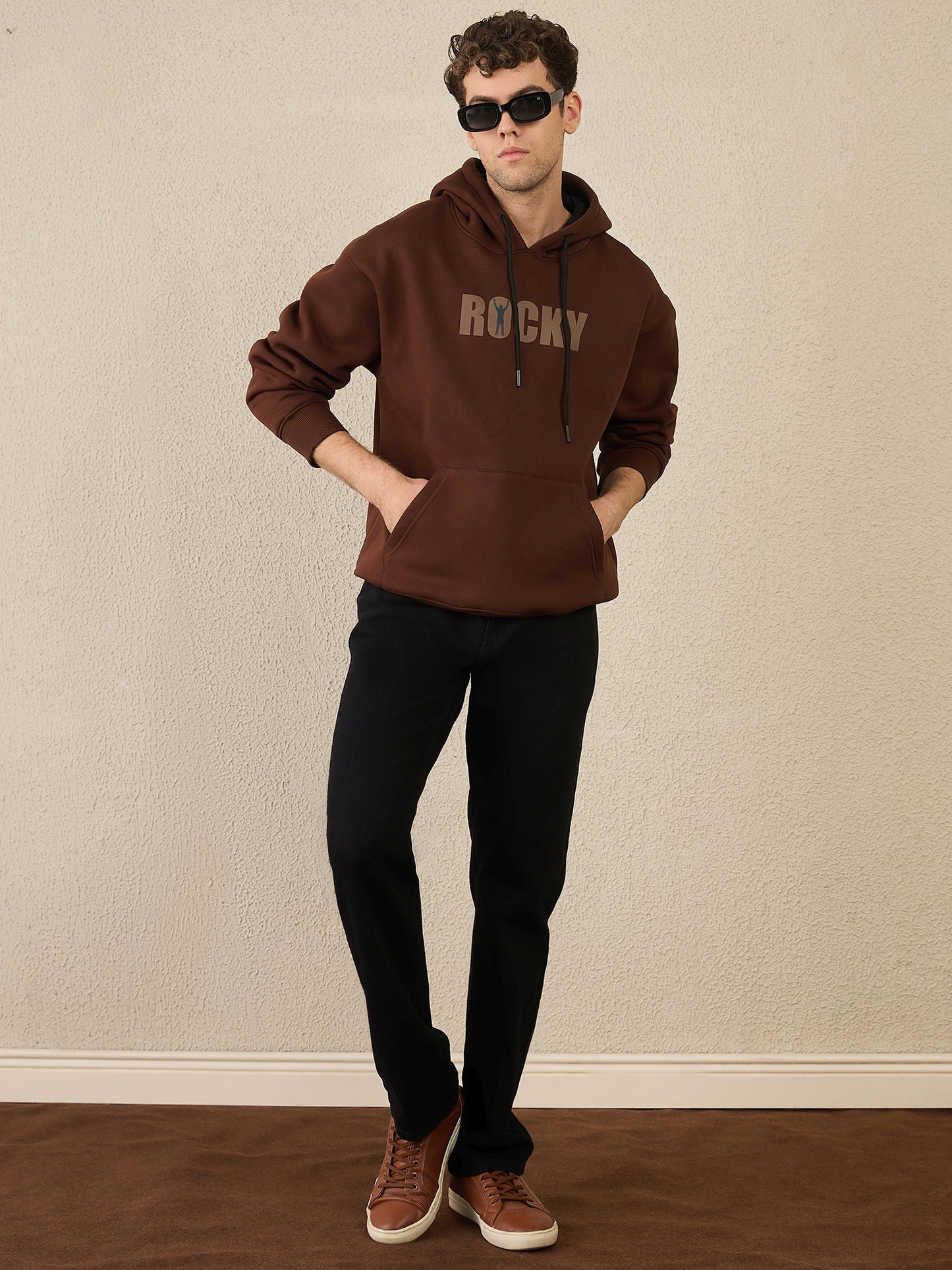 Reprise X Rocky Brown Oversize Printed Hoodie