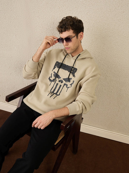Reprise X Punisher Beige Oversize Printed Hoodie