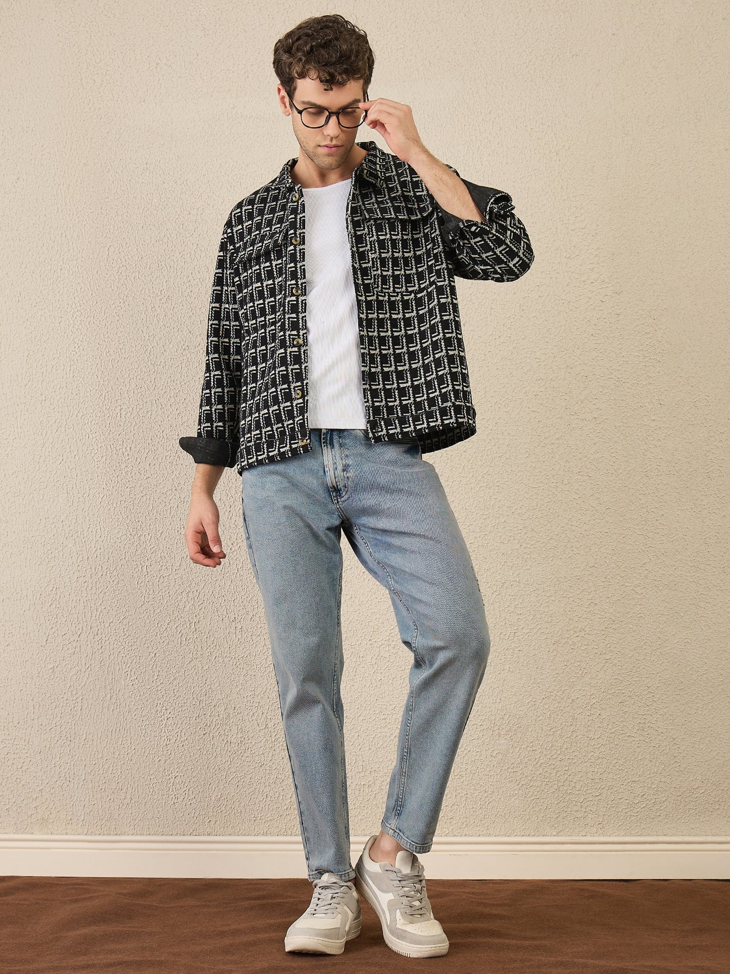 Black Textured Buttoned Shacket