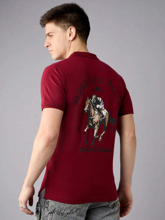 Men Maaroon Printed Polo T-Shirt - Reprise