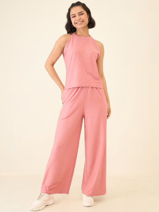 Co-ord Set Top Sleeveless Crop Top with Plazzo