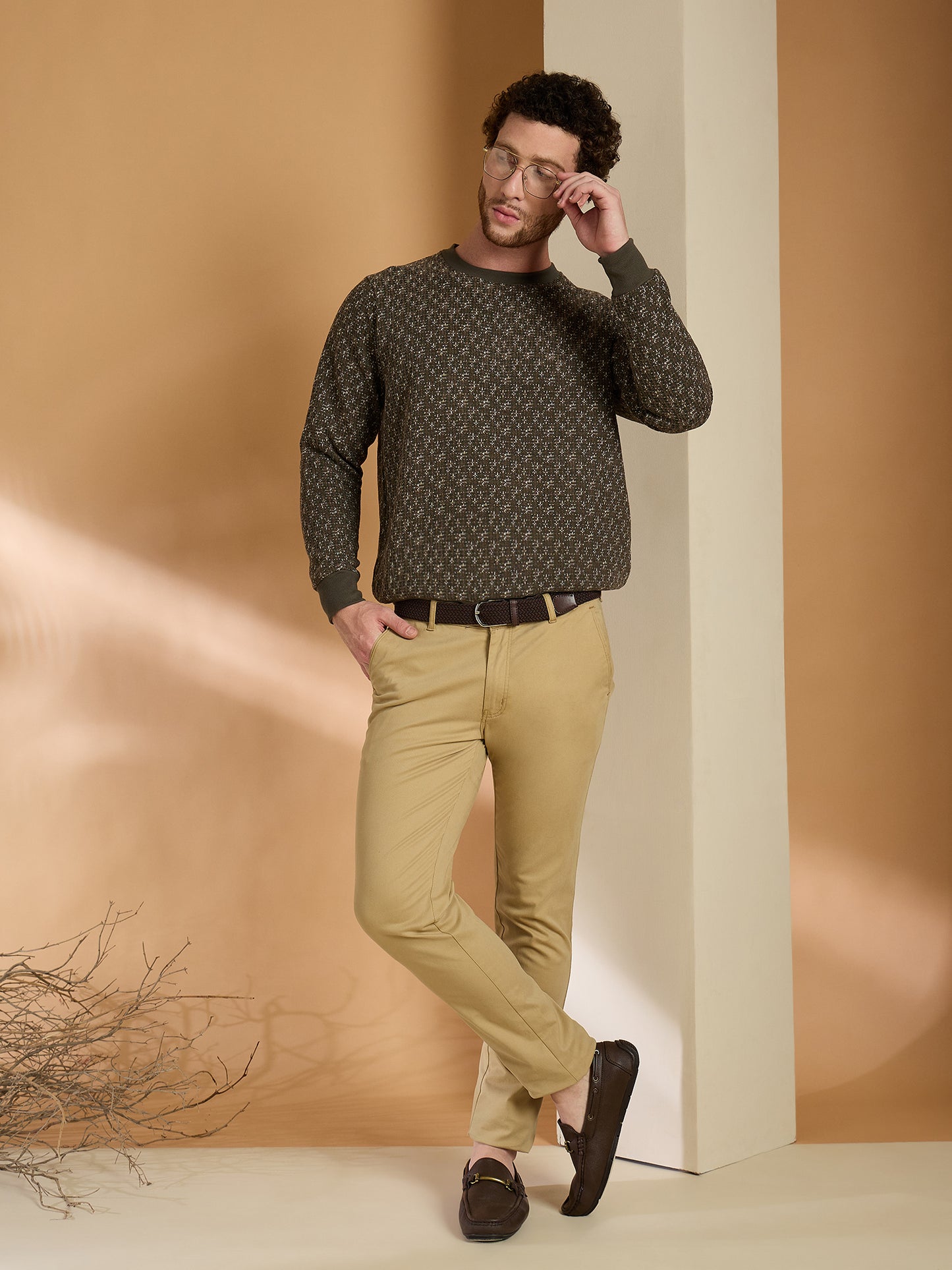 Textured Pullover Full Sleeves Round Neck Sweatshirt