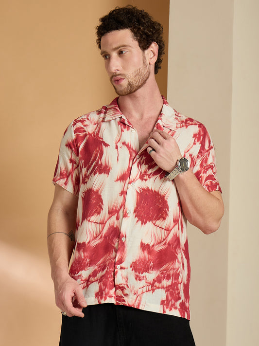 Self Design Printed Half Sleeve Shirt