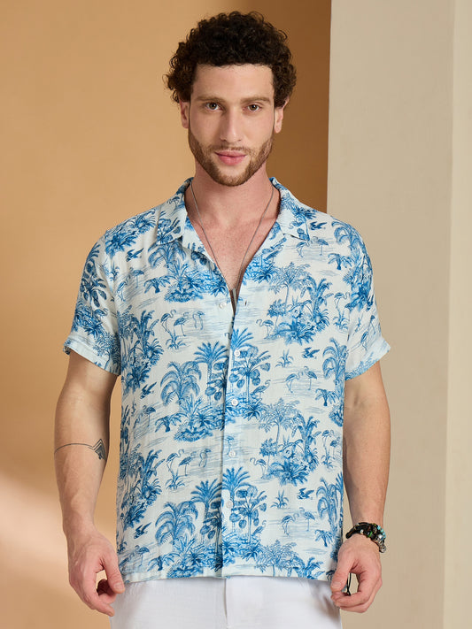 Self Design Printed Half Sleeve Shirt