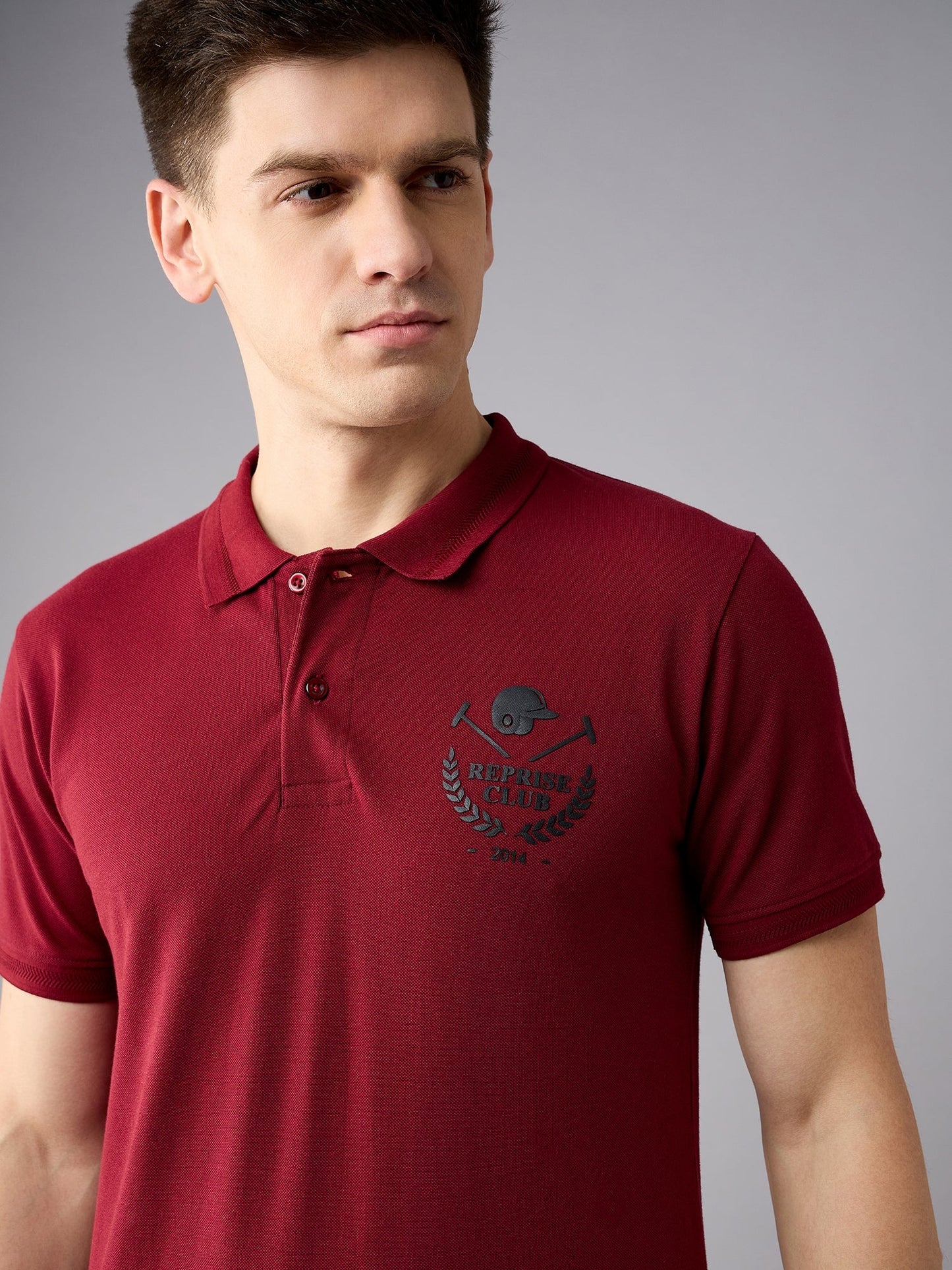 Men Maaroon Printed Polo T-Shirt - Reprise