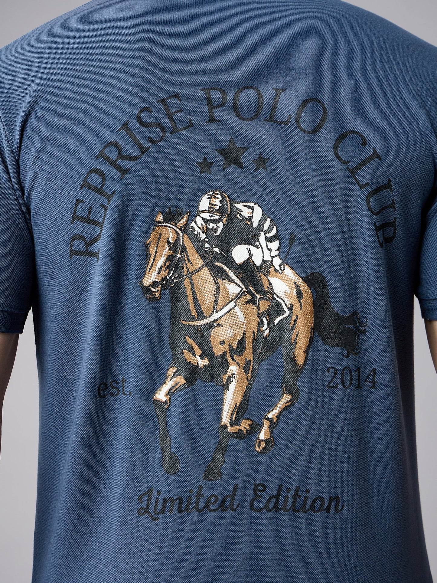 Men Blue Printed Polo Shirt - Reprise