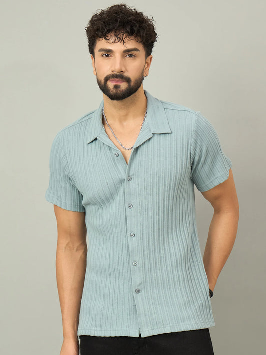 Men Textured Shirt Aqua - Reprise