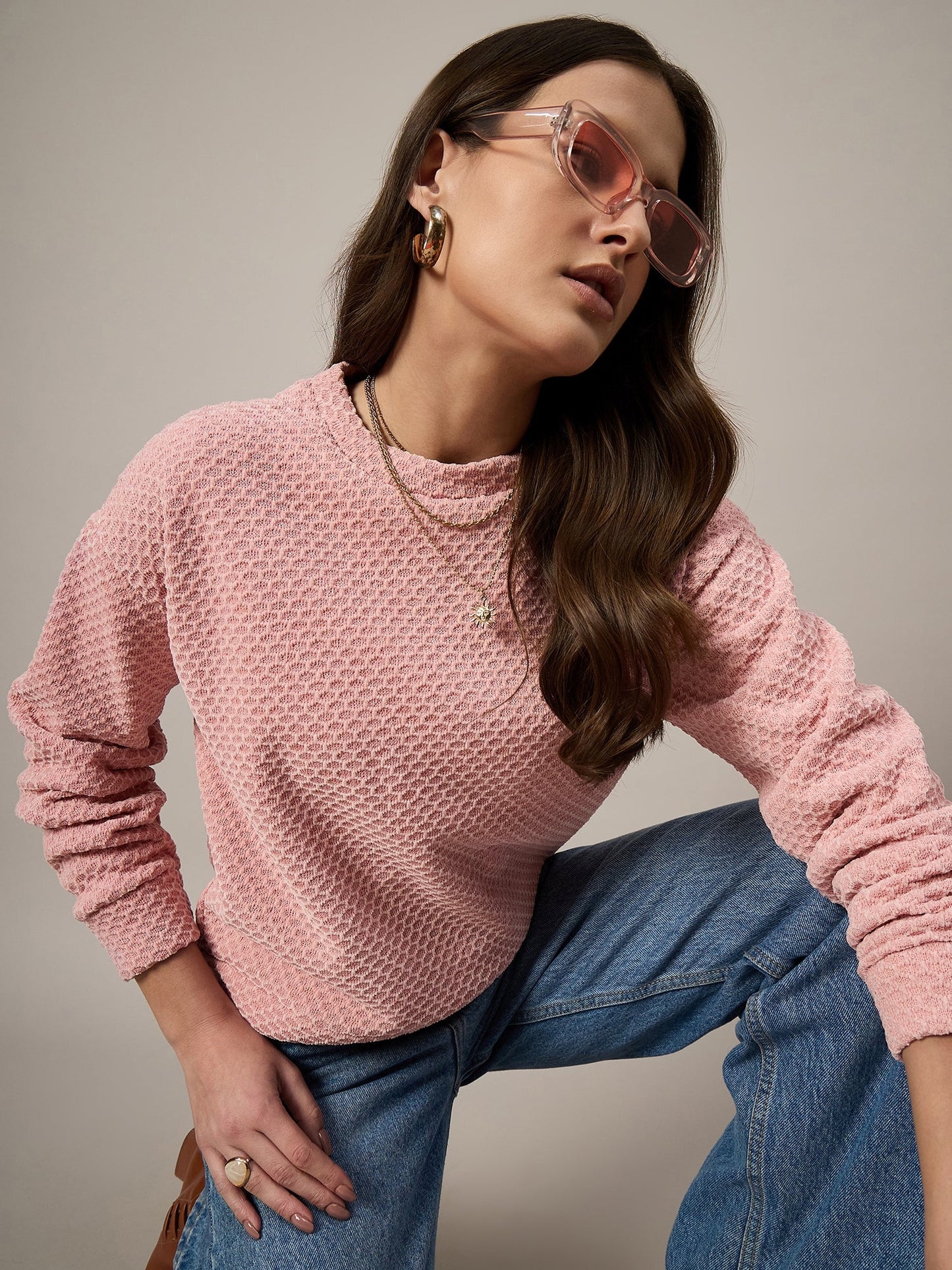 Women Pink Velour Sweatshirt - Reprise
