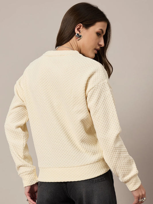 Women Cream Velour Sweatshirt - Reprise