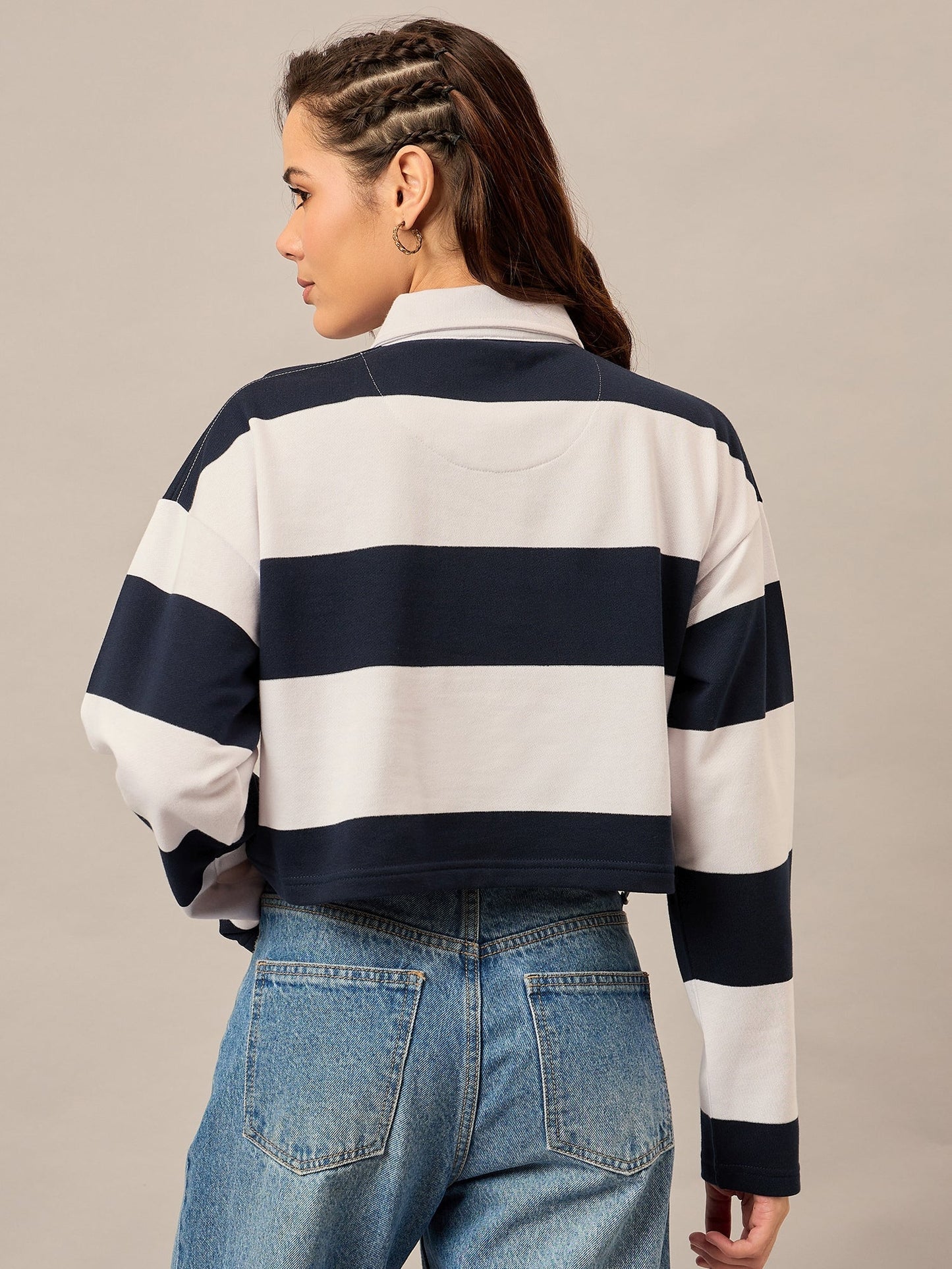 Women Striped Rugby Polo Top - Reprise