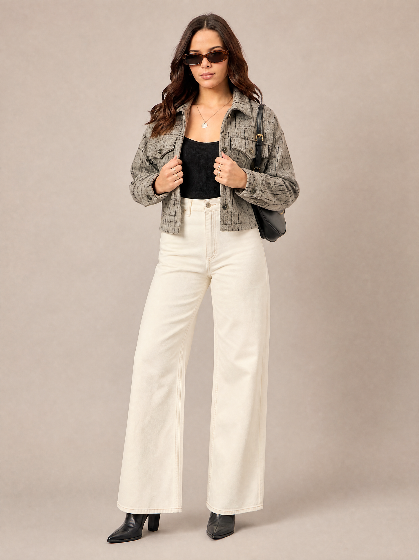 Women Textured Jacket Beige