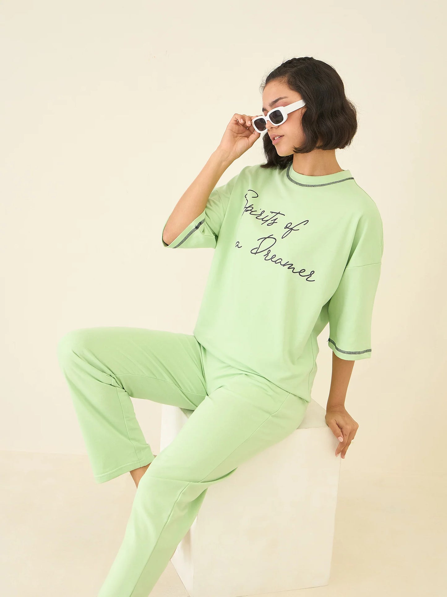 Women Light Green Oversize Co-ord Set - Reprise