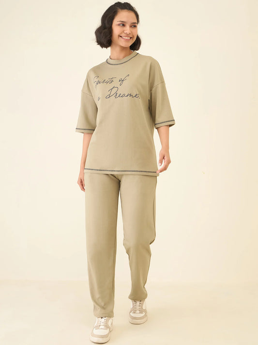 Women Olive Oversized Co-ord Set for Women - Reprise