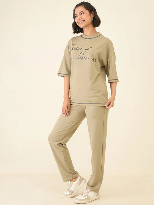 Women Olive Oversized Co-ord Set for Women - Reprise