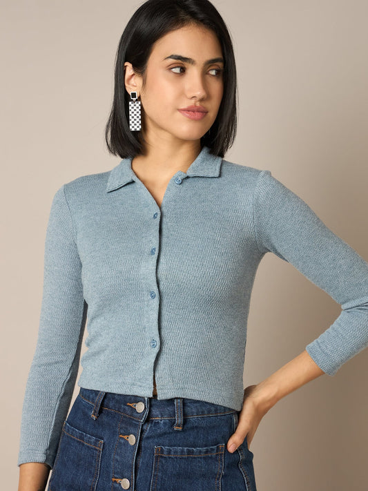 Women Blue Buttoned Top - Reprise