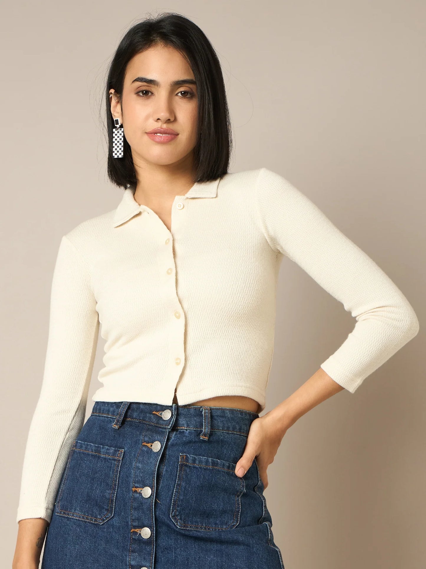 Women Off White Buttoned Top - Reprise