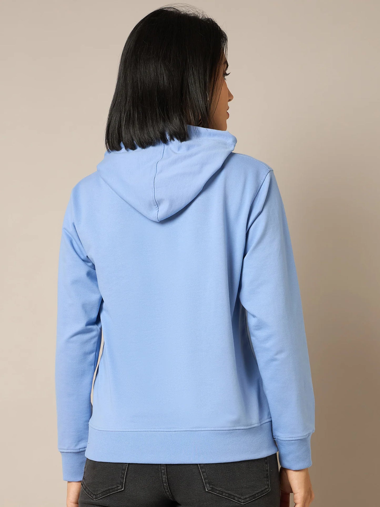 Women Blue Solid Hoodie - Reprise