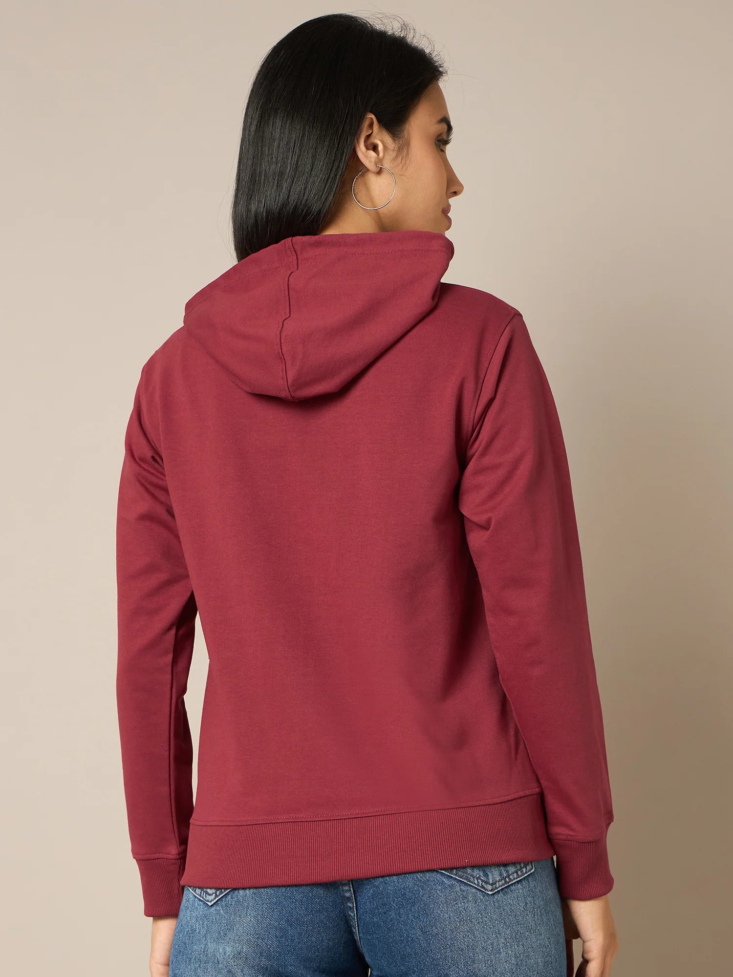 Women Maroon Printed Hoodie - Reprise