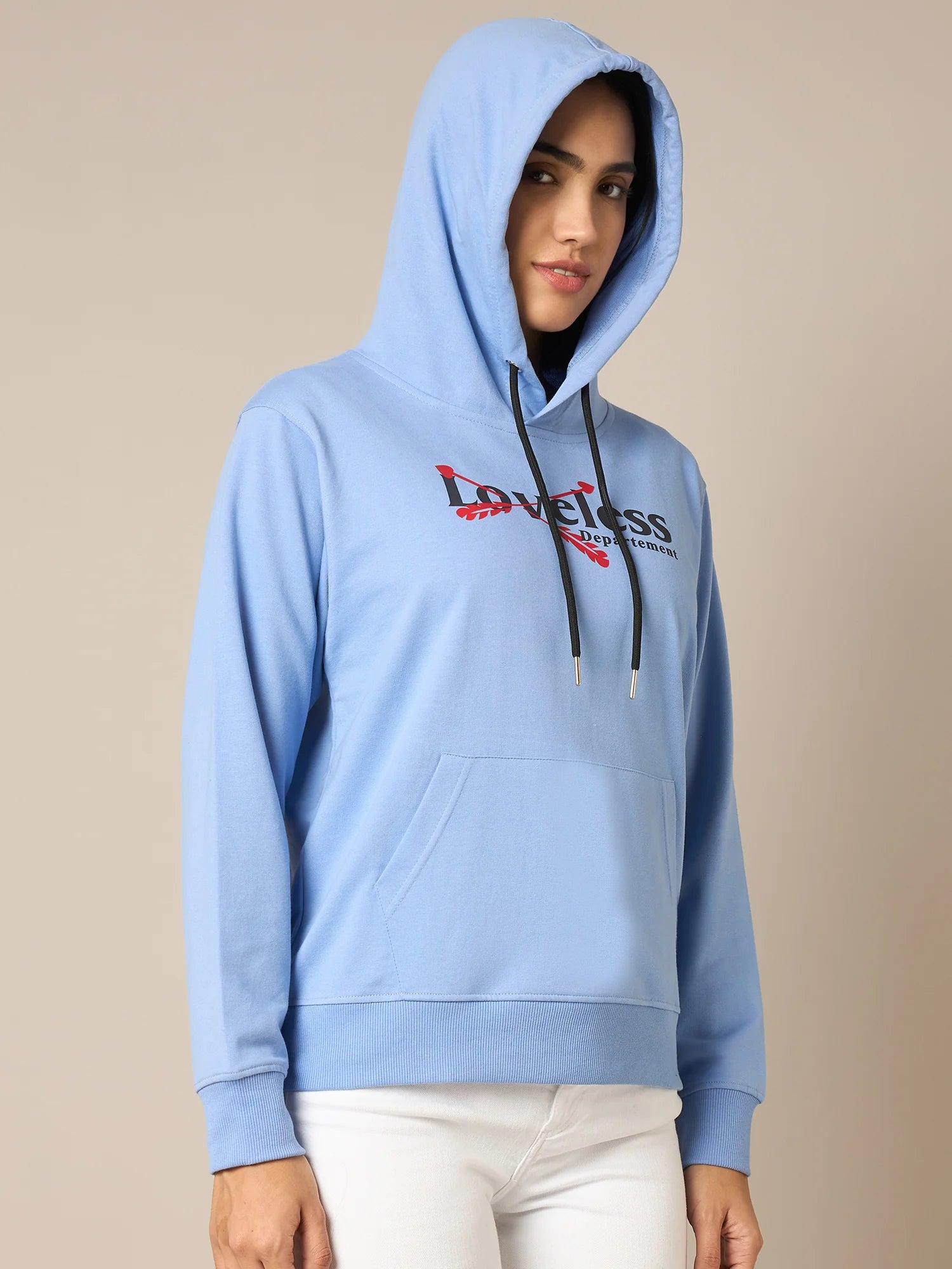 Women Blue Printed Hoodie - Reprise