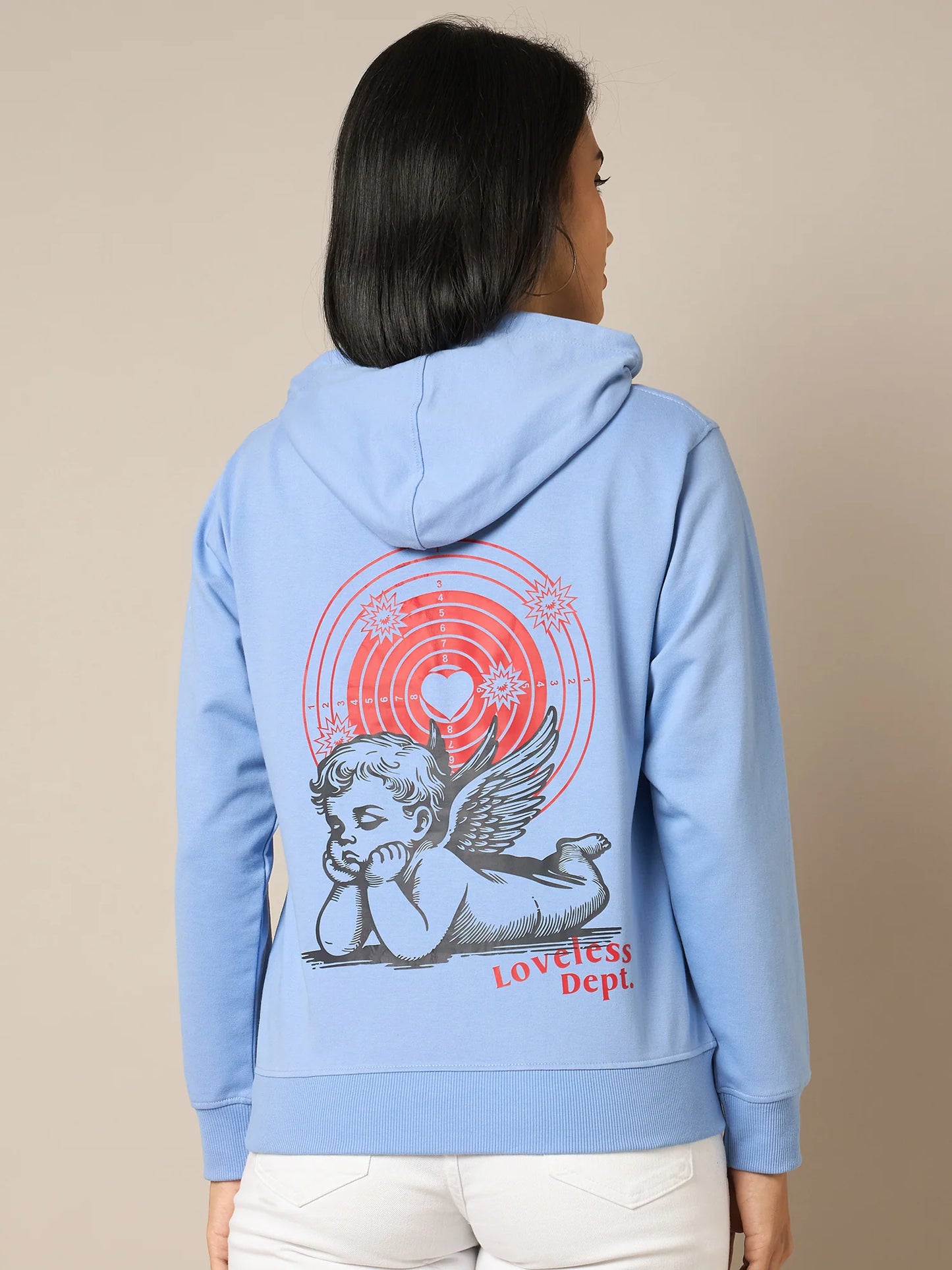 Women Blue Printed Hoodie - Reprise
