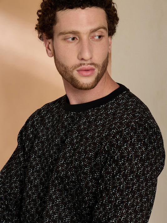 Textured Pullover Full Sleeves Round Neck Sweatshirt