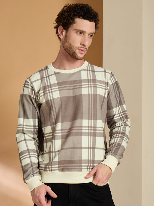 Off White Brown Checked Sweatshirt