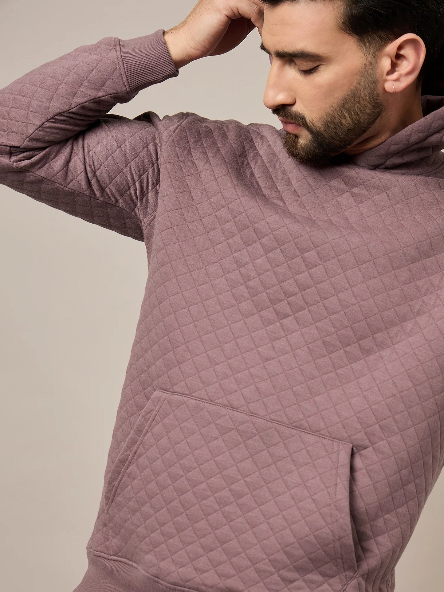 Mens Quilted Mauve Hoodie - Reprise