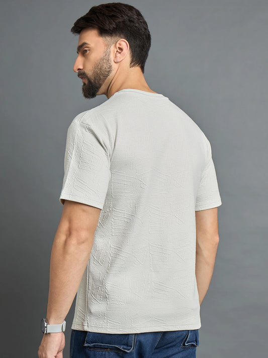 Men Drop Shoulder Textured Tee Off White