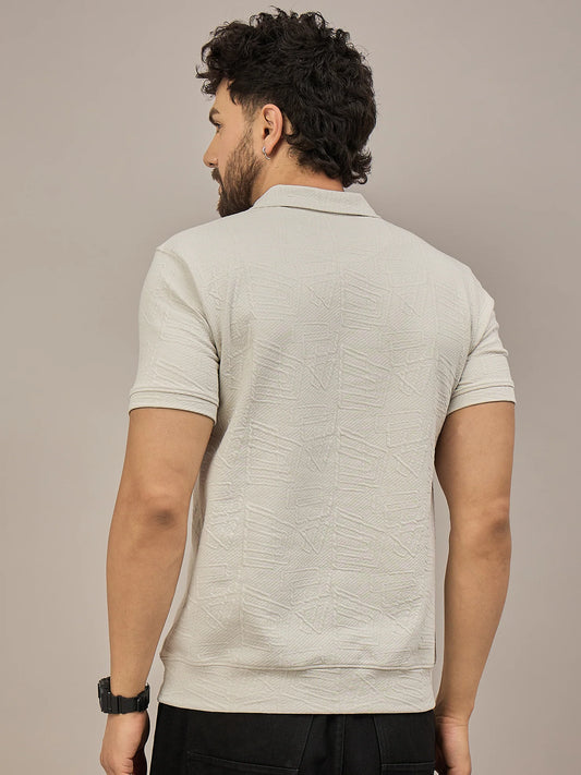 Men Solid Cream Cotton Polos - Reprise